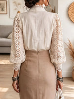 Retro Elegant Lace Hollow Patchwork Art Casual Stylish Long Sleeve Shirt