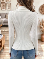 Retro Knit V Collar Art Casual Stylish Long Sleeve Sweater