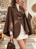 Women's Lapel Wool Blend Cape Coat