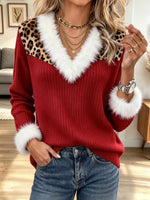Vintage Leopard Patchwork Knitted Art Casual Stylish Long Sleeve Sweater