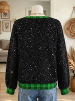 Women's Christmas Tree Plaid Trim Sweatshirt