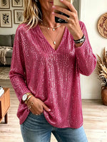 Women's Sequin V-Neck Tunic Top
