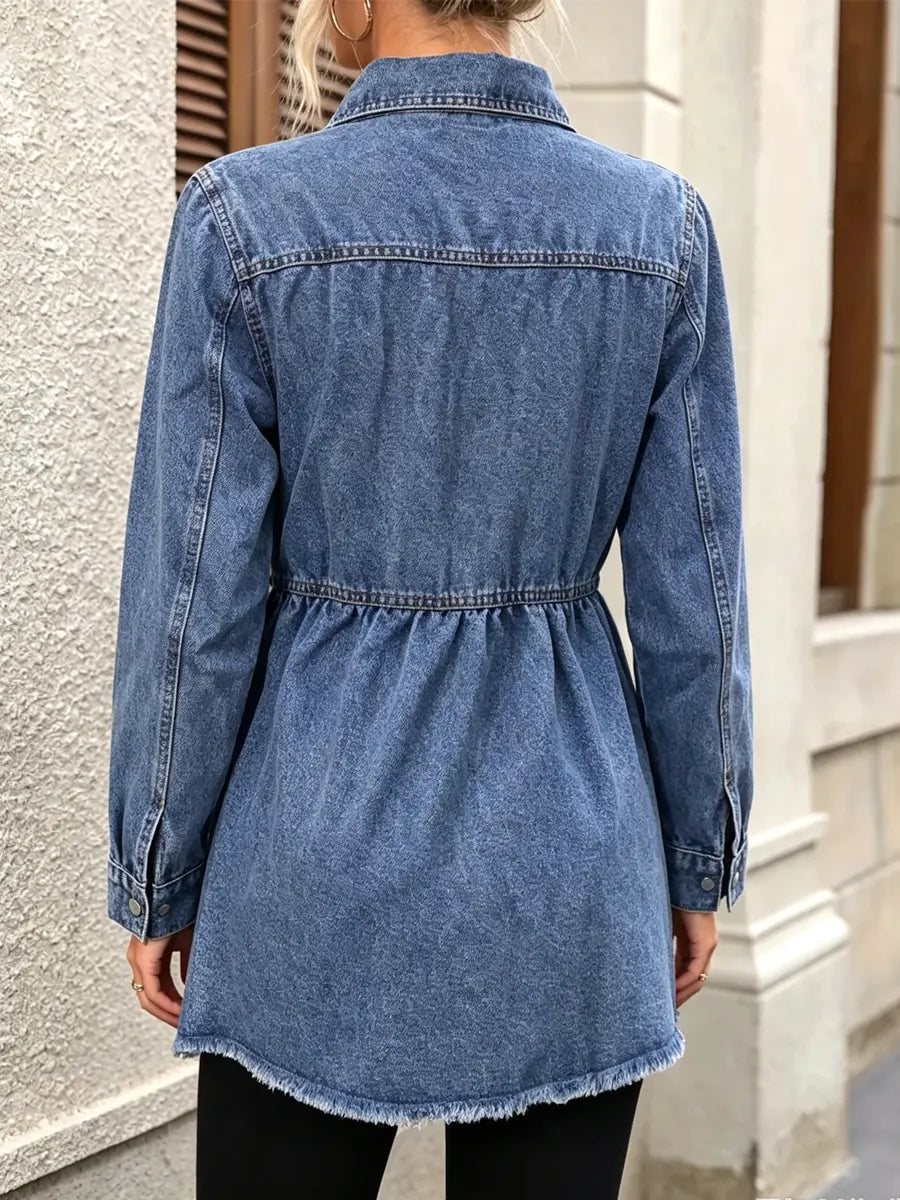 Retro Loose Lapel Casual Stylish Long Sleeve Denim Coat