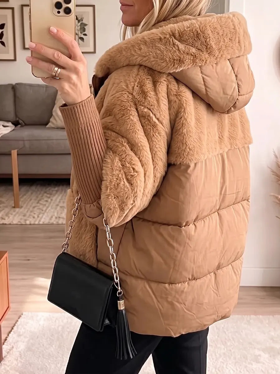 Vintage Elegant Hood Patchwork Quilted Coat