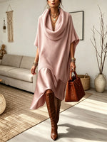 Women's Draped Cowl Neck Knit Dress