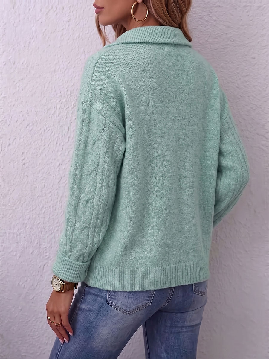 Vintage Elegant Shiny Patchwork Zipper Sweater