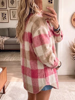 Vintage Elegant Plaid Fleece Coat