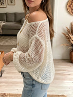Women's Hollow-out Sequined Mesh Long-sleeved Top