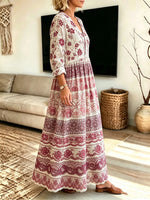 Women's Floral Print V-Neck Maxi Dress