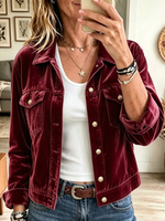 Women's Velvet Button-Down Trucker Jacket