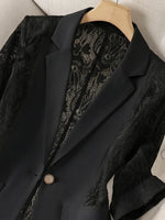 Retro Elegant Solid Color Lace Patchwork Art Casual Stylish Blazer Coat
