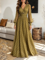 Vintage Elegant Chiffon Polka Dots Print Dress