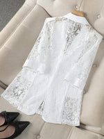 Retro Elegant Solid Color Lace Patchwork Art Casual Stylish Blazer Coat