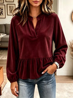 Retro Solid Color Art Casual Ruffle Stylish Long Sleeve Shirt
