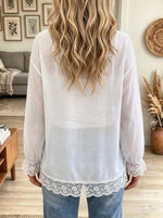 Women's Sequin Tree Print Lace Top