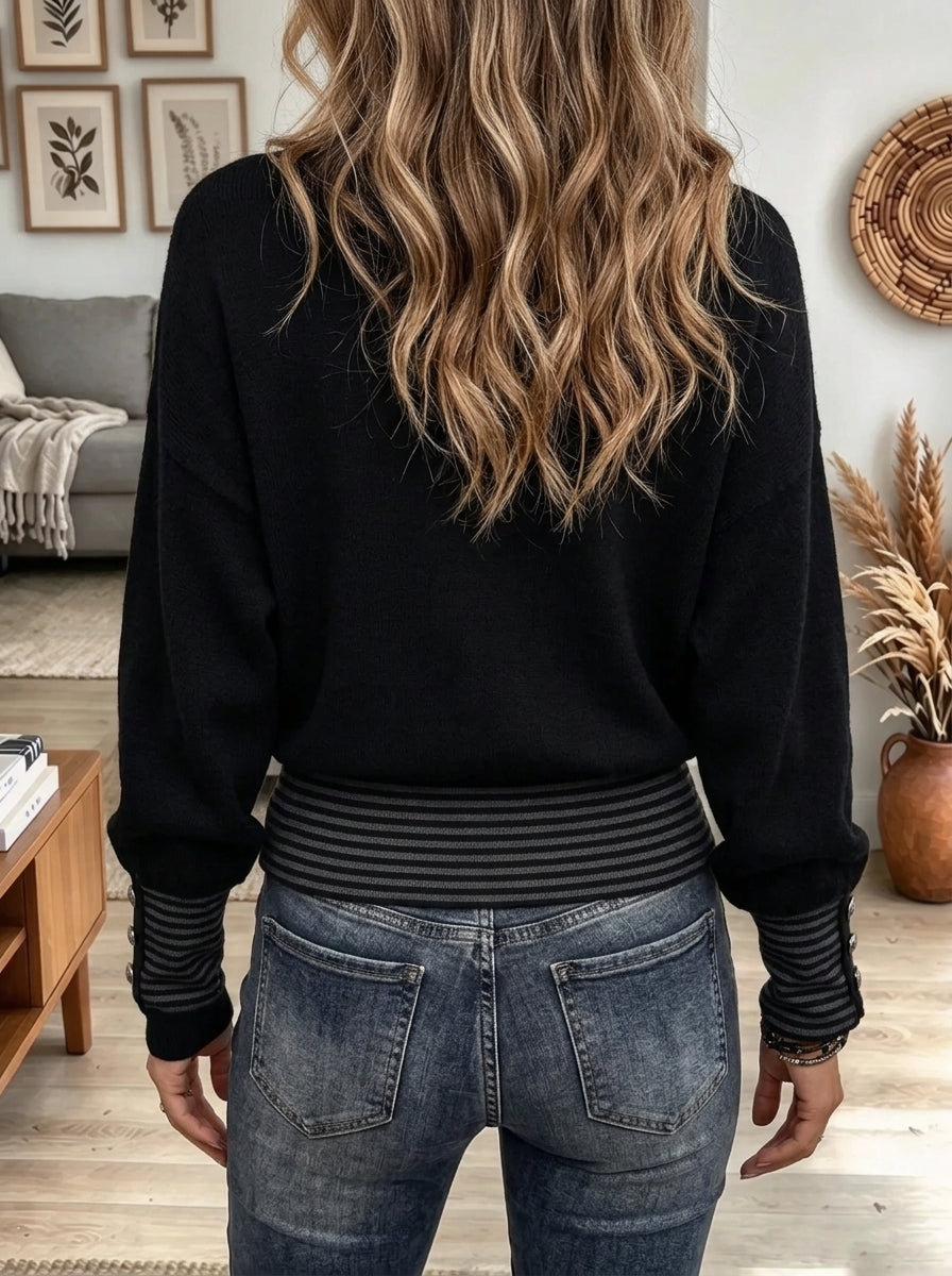 Women's Button-Cuff Cowl Neck Sweater