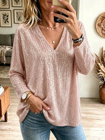 Women's Sequin V-Neck Tunic Top