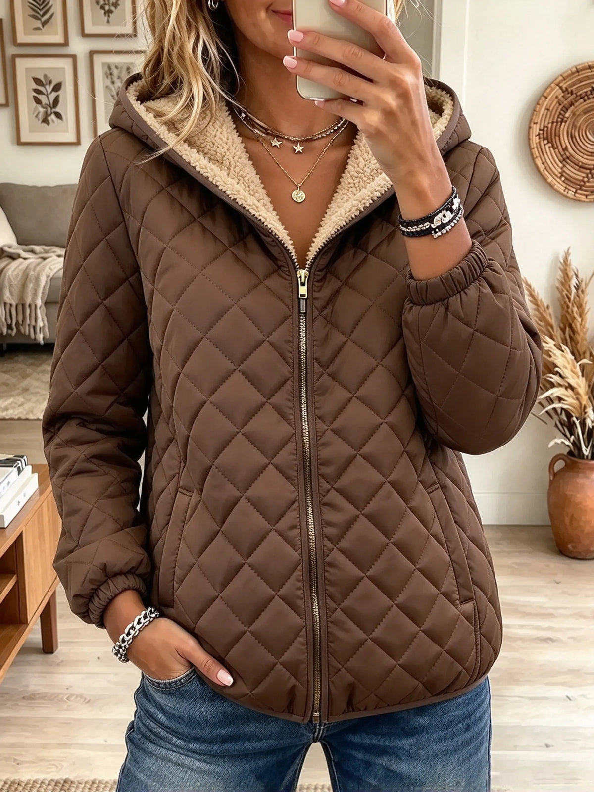 Women's Quilted Hooded Puffer Jacket