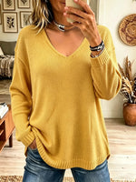 Women's V-Neck Ribbed Pullover Sweater