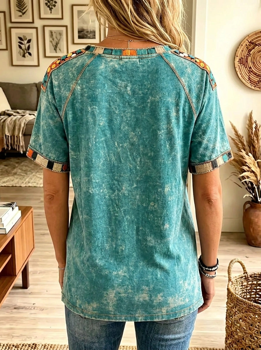 Women's Patchwork Stacked Pumpkin Graphic T-Shirt