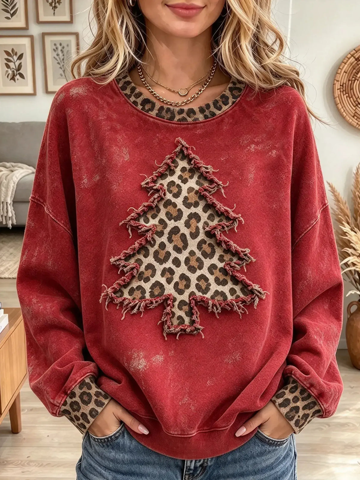 Women's Leopard Tree Print Sweatshirt
