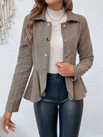 Retro Ruffle Art Stripe Pattern Casual Stylish Long Sleeve Lapel Coat