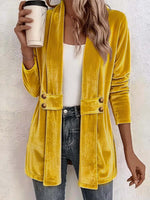 Retro Elegant Long Sleeve Casual Loose Stylish Velvet Cardigan Coat