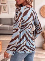 Vintage Elegant Zebra Leopard Print Sheer Mesh Shirt
