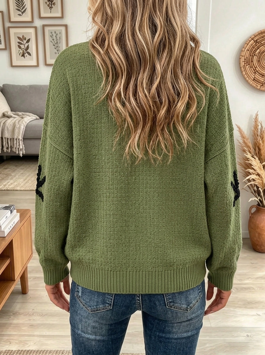 Women's Snowman Textured Knit Sweater
