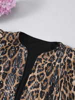 Retro Chic Leopard Sequin Casual Stylish Long Sleeve Coat