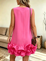 Women's 3D Ruffle Hem Sleeveless Mini Dress