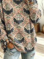 Funny Halloween Bats Pattern Art Print Casual Long Sleeve Sweatshirt