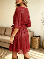 Women's Belted Sequin A-Line Mini Dress