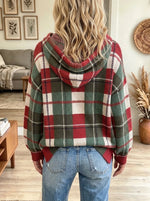 Women's Plaid Knit Hooded Pullover