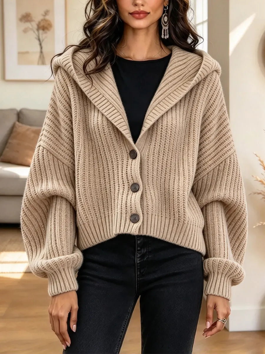 Retro Hooded Knit Art Casual Stylish Long Sleeve Cardigan Sweater