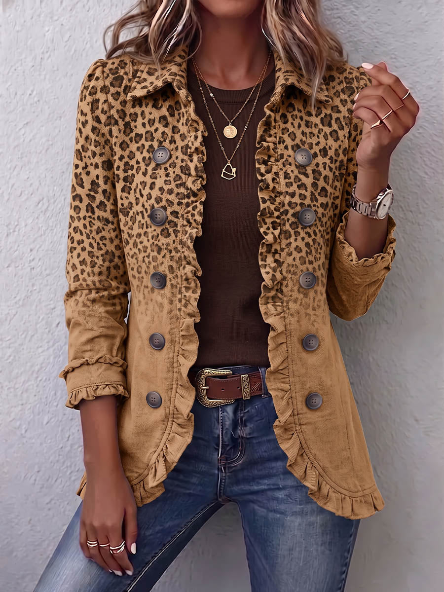 Vintage Elegant Plaid Patchwork Ruffled Jacket