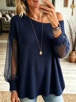 Women's Off-the-Shoulder Sheer Sleeve Knit Top
