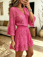 Women's Lace Bell Sleeve Romper