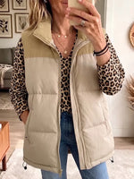 Vintage Elegant Fur Collar Quilted Coat Vest