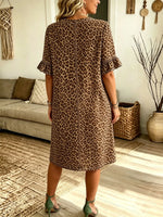 Women's Leopard Print V-Neck Shift Dress