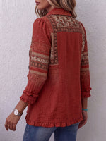 Vintage Elegant Pattern Patchwork Ruffled Jacket