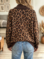 Women's Leopard Asymmetric Button Cardigan
