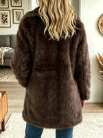 Women's Plush Faux Fur Notch Lapel Midi Coat
