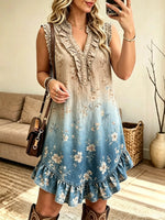 Women's Ombre Floral Print Sleeveless Mini Dress