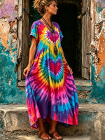 Women Heart Tie-Dye Print Dress