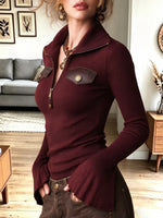Vintage Chic Zip Lapel Knitted Art Casual Stylish Long Sleeve Sweater