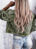 Retro Fashion Rivet‑adorned Art Lapel Casual Stylish Long Sleeve Denim Coat
