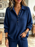 Vintage Lapel Knitted Art Casual Stylish Long Sleeve Sweater