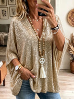Women's Sequin V-NeckBlouse
