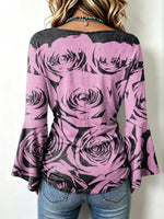 Retro Floral Pattern Art Print Casual Stylish Cotton V Collar Shirt